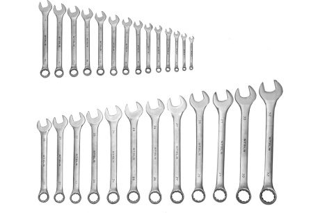 Купить Набор комбинированных ключей 11841 мм 26 шт CrV  матовый хром STELS 15431 фото №1